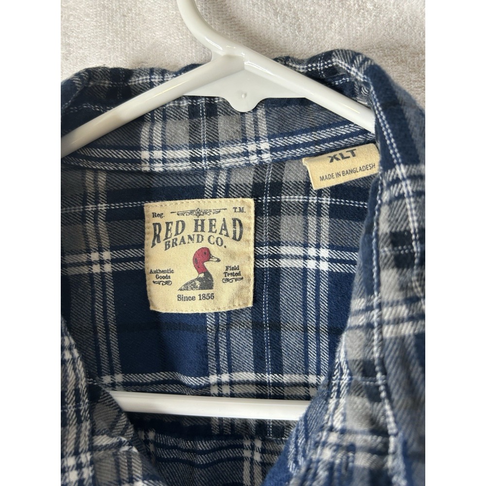 XLTall Redhead Men's Long Sleeve Plaid Flannel Shirt  Blue Button Down